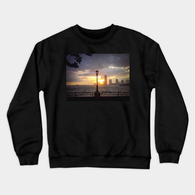 Battery Park Sunset Skyline Manhattan New York City Crewneck Sweatshirt by eleonoraingrid